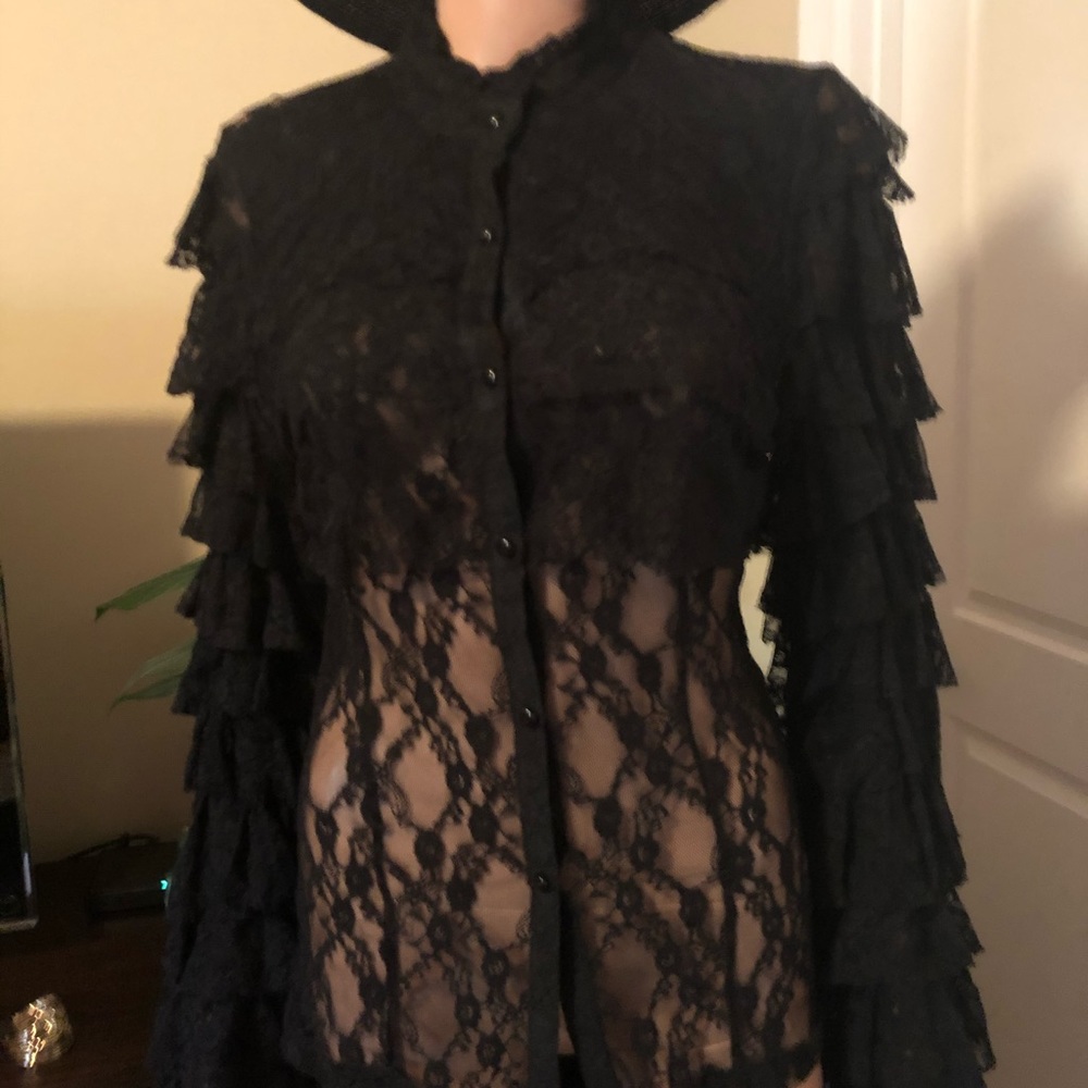 Black Mesh Blouse (New)